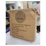 Zoe Mid-Century Modern Round Coffee Table with Storage - White - 29.53" Diameter