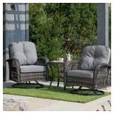 Corvus Livorno Outdoor 3-piece Wicker Chat Set with Swivel Chairs- Retail:$619.99