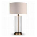 Hudson & Canal Rowan Table Lamp In Glass And Antique Brass