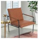 Sophia & William Sofa Chair Accent Lounge Chair Mid Century Modern Steel Frame Retro Soft Leather Low Lounge Arm Chair- Retail:$182.99