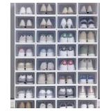 36 Pack Clear Plastic Stackable Shoe Storage Boxes White- Retail:$85.49