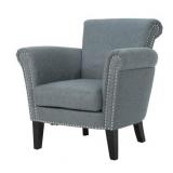 Brice Vintage Scroll Arm Studded Fabric Club Chair by Christopher Knight Home- Retail:$225.99