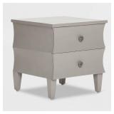 Adore Decor Arlan End Table Nightstand with Drawers, Solid Wood Living Room Storage, Fully Assembled, Gray- Retail:$149.49