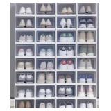 36 Pack Clear Plastic Stackable Shoe Storage Boxes White- Retail:$85.49