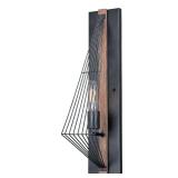 Dearborn 1 Light Black Oak Geometric Wire Cage Flush Wall Sconce - 4.5-in W x 21.5-in H x 8-in D- Retail:$142.49
