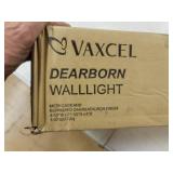 Dearborn 1 Light Black Oak Geometric Wire Cage Flush Wall Sconce - 4.5-in W x 21.5-in H x 8-in D- Retail:$142.49