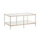Silver Orchid Grant Goldtone Glass Top Coffee Table- Retail:$239.99