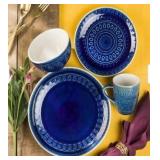 Euro Ceramica Fez Reactive 16 Piece Crackle-Glaze Stoneware Dinnerware Set (Service for 4)- Retail:$79.98