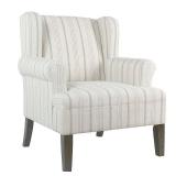 HomePop Emerson Rolled Arm Accent Chair - Dove Grey Stripe- Retail:$339.49