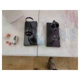 2 Outdoor Light Fixtures Black with crackled Glass