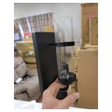 2 Outdoor Light Fixtures Black with crackled Glass