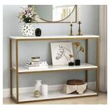 Tribesigns 3-Tier Console Table, Gold Sofa Entry Table with Faux Marble Top and Gold Metal Frame- Retail:$206.49
