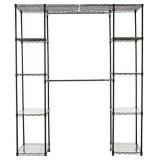 Amazon Basics Expandable Metal Hanging Storage Organizer Rack Wardrobe with Shelves, 14"-63" x