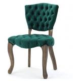 Christopher Knight Home Bates Tufted Velvet Fabric Dining Chair Dark Green