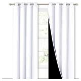 NICETOWN Full Shading Curtains for Windows, Super Heavy-Duty Black Lined Blackout Curtains for Bedroom, Privacy Assured Window Treatment (White, Pack of 2, 52 inches W x 95 inches L)