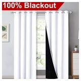 NICETOWN Full Shading Curtains for Windows, Super Heavy-Duty Black Lined Blackout Curtains for Bedroom, Privacy Assured Window Treatment (White, Pack of 2, 52 inches W x 95 inches L)