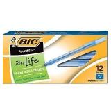 BIC Round Stic Xtra-Life Ballpoint Pen, Medium Point, 1.0mm, Blue Ink, Dozen