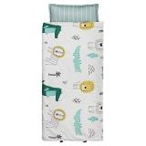 NEDVI Toddler Nap Mat with Carry Bag,Sleeping Bag with Removable Pillow,Measure 55x 21 x 1.5 Inches,Toddler Travel Bed,Lightweight - Cotton Soft,for Preschool, Daycare, Camping- Crocodile