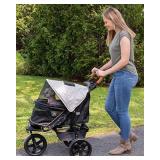 Pet Gear No-Zip Jogger Pet Stroller for Cats/Dogs, Zipperless Entry, Airless Tires, Easy One-Hand Fold, Cup Holder + Storage Basket, Summit Grey