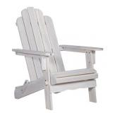 Outdoor Wood Adirondack Chair with Wine Glass Holder in White Wash