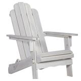 Outdoor Wood Adirondack Chair with Wine Glass Holder in White Wash