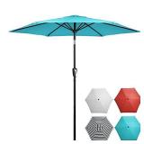 Patio Umbrella Outdoor Table Market Umbrella with Push Button Tilt and Crank 7.5