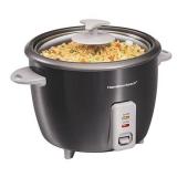 Hamilton Beach Rice Cooker & Food Steamer, 16 Cups Cooked (8 Uncooked), With Steam & Rinse Basket, Black (37517)