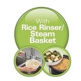 Hamilton Beach Rice Cooker & Food Steamer, 16 Cups Cooked (8 Uncooked), With Steam & Rinse Basket, Black (37517)