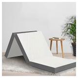 Mayton 3-Inch Gel Memory Foam Portable Tri-fold Mattress, 75" X 31", White