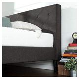 Bed Frame / Mattress Foundation / Wood Slat Support / No Box Spring Needed / Easy Assembly, Dark Grey, King
