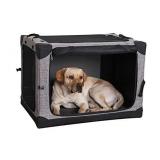 LIOOPET 4 Door Quick Portable Folding Dog Crate Kennel with Mesh Mat for Indoor and Outdoor, Grey 38 Inch