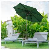 9 ft. Outdoor Market Patio Umbrella with Push Button Tilt and Crank, Dark Green
