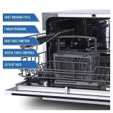 Farberware Professional FCD06ABBWHA Compact Portable Countertop Dishwasher with 6 Place Settings and Silverware Basket, LED Display, Energy Star, White