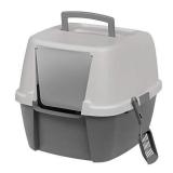 IRIS Jumbo Hooded Cat Litter Box with Litter Scoop, Gray