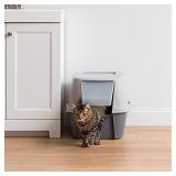 IRIS Jumbo Hooded Cat Litter Box with Litter Scoop, Gray