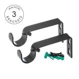 Ivilon Drapery Window Curtain Rod - End Cap Style Design 1 Inch Pole. 48 to 86 Inch Color Black