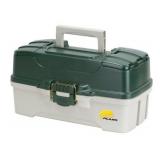 Plano 3-Tray Tackle Box with Dual Top Access, Dark Green Metallic/Off White, Premium Tackle Storage