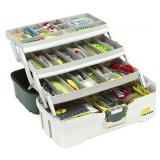 Plano 3-Tray Tackle Box with Dual Top Access, Dark Green Metallic/Off White, Premium Tackle Storage