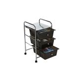 Mind Reader 3 Drawer Rolling Storage Cart and Organizer, Silver with Black Drawers
