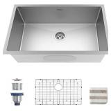 TORVA 32-Inch Undermount Kitchen Sink 16 Gauge Stainless Steel Single Bowl - 32 x 19 x 10 Inch Deep Basin