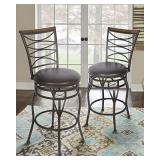KATDANS Bar Stools Set of 2-Swivel Bar Stools - 24" to 30" Seat Height Counter Stools - Leather Padded Seat - Retro Steel Finish, KS903P