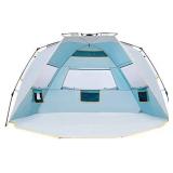 WolfWise 4 Person Easy Up Beach Tent UPF 50+ Portable Instant Sun Shelter Canopy Umbrella with Extended Zippered Porch