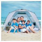 WolfWise 4 Person Easy Up Beach Tent UPF 50+ Portable Instant Sun Shelter Canopy Umbrella with Extended Zippered Porch