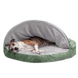 Furhaven Cooling Gel Foam Pet Bed for Dogs and Cats - Microvelvet Snuggery Blanket Burrow Nest Dog Bed with Removable Washable Cover, Sage, 44-Inch
