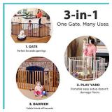 Toddleroo by North States 3 in 1 Metal Superyard: 144" long extra wide baby gate, barrier or play yard, Hardware or freestanding, 6 panels, 10 sq.ft. enclosure (30" tall, Taupe)