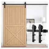HomLux 10ft Heavy Duty Sturdy Sliding Barn Door Hardware Kit, Single Door-Smoothly and Quietly, Easy to Install and Reusable - Fit 1 3/8-1 3/4" Thickness & 60" Wide Door Panel, Black(I Shape Hanger)