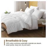 DWR 100% Cotton Lightweight Down Alternative Comforter - Ultra-Soft Skin-Friendly Cloud Breathable Cooling Eucalyptus Microfiber Comforter Duvet for Warm Sleeper (King, White)