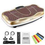 TECHMOO Fitness Vibration Power Plate Platform Whole Body Workout Exercise Machine Home Exercise Equipment W/Remote Control & Bands for Home Fitness Losing Weight Max User Weight 265lbs
