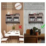 TQVAI Wood Wall Mounted Wine Rack with with Glass Holder and Acrylic Window for Wine Lover, Wine Cellar, Walnut Gray/Retro Grey
