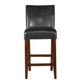 HomePop Parsons Leatherette Counter Height Chair 24-Inch, Black Faux Leather